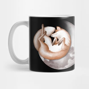 Cute fox sleeping on the moon. Mug